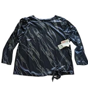 Vintage Distinctly Different women's top black silver size 20W NWT